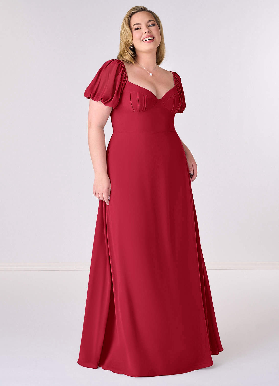 Barbie ♥ Azazie Final Sale Scarlet A-Line Pleated Chiffon Dress image1