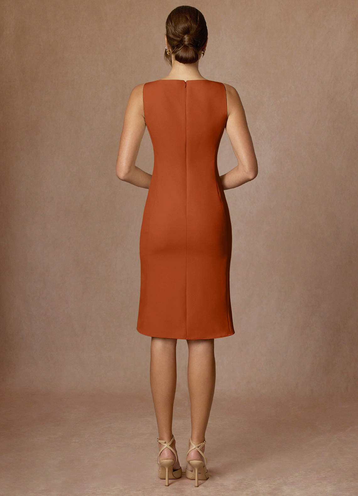 front Kennedy Burnt Orange Structured Stretch Dress