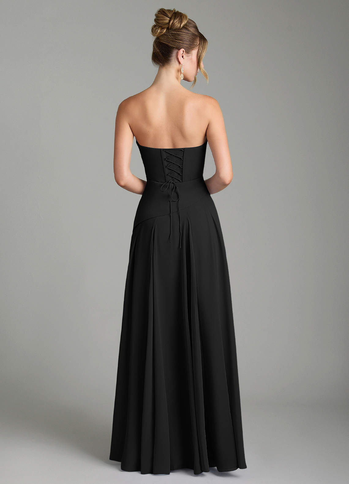 Azazie Gabriela Bridesmaid Dresses Black A-Line Corset Chiffon Dress image7