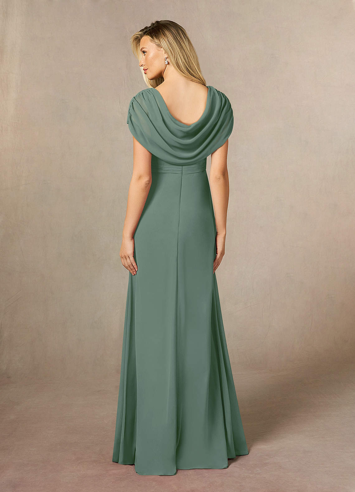 Azazie Mary Mother of the Bride Dresses Eucalyptus A-Line Side Slit Chiffon Dress image2