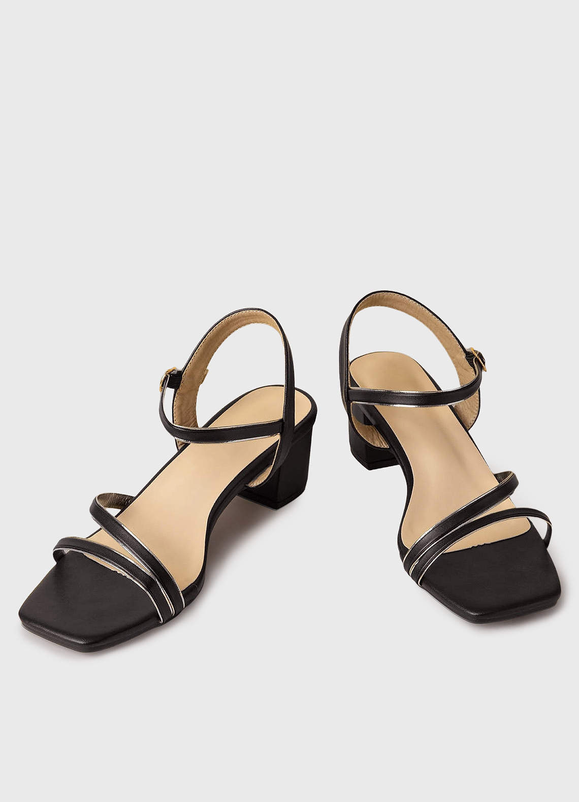 front Ankle Strap Medium Heel Sandals