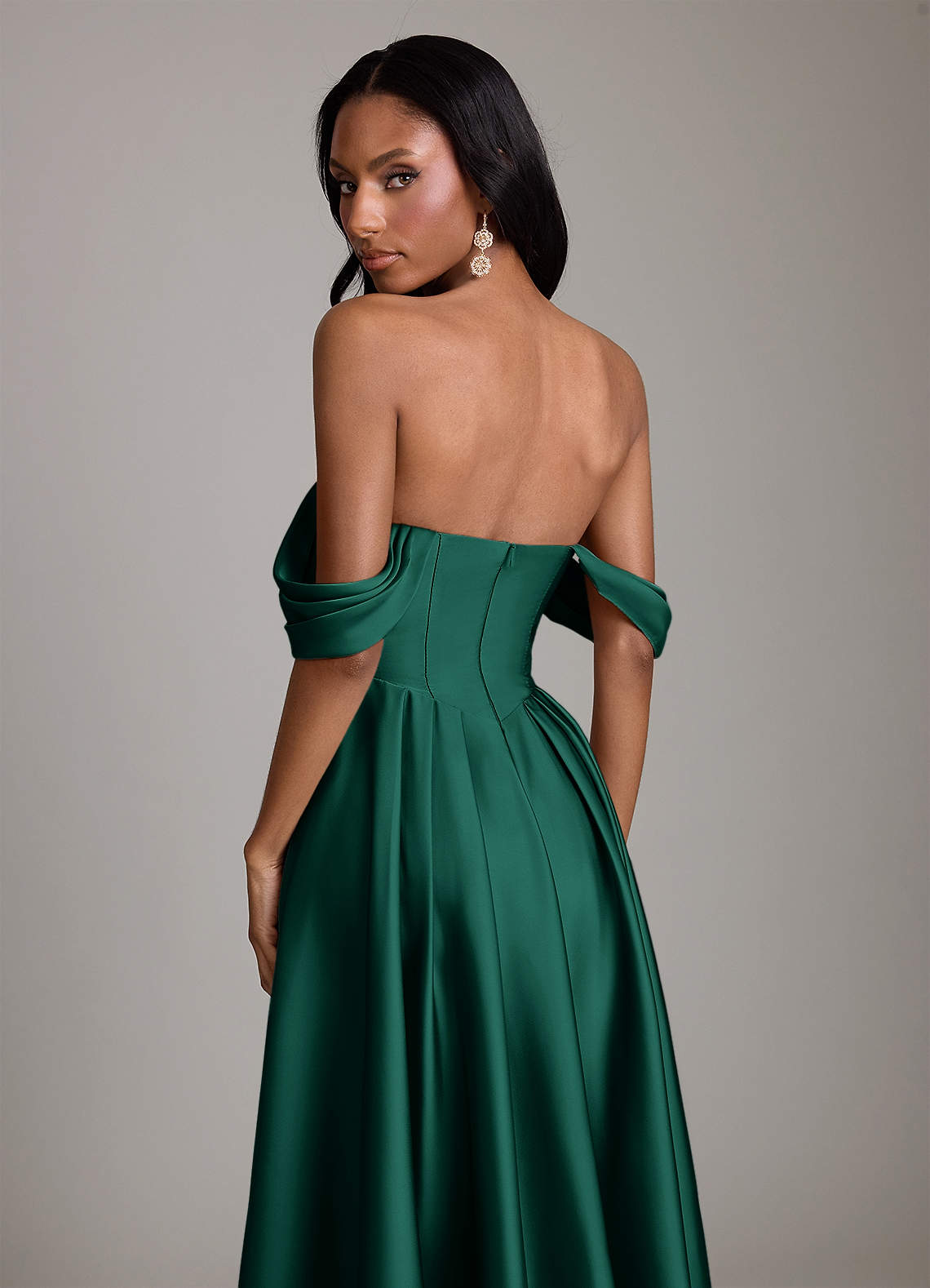 Azazie Loisa Emerald Stretch Satin Bridesmaid Dresses | Azazie