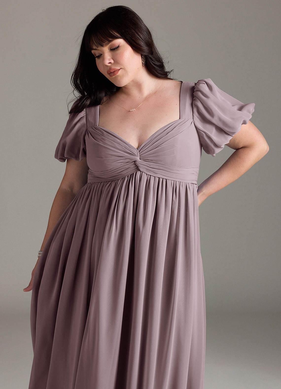 Azazie Madisynn Maternity Bridesmaid Dresses Bow Chiffon Floor-Length Dress image8