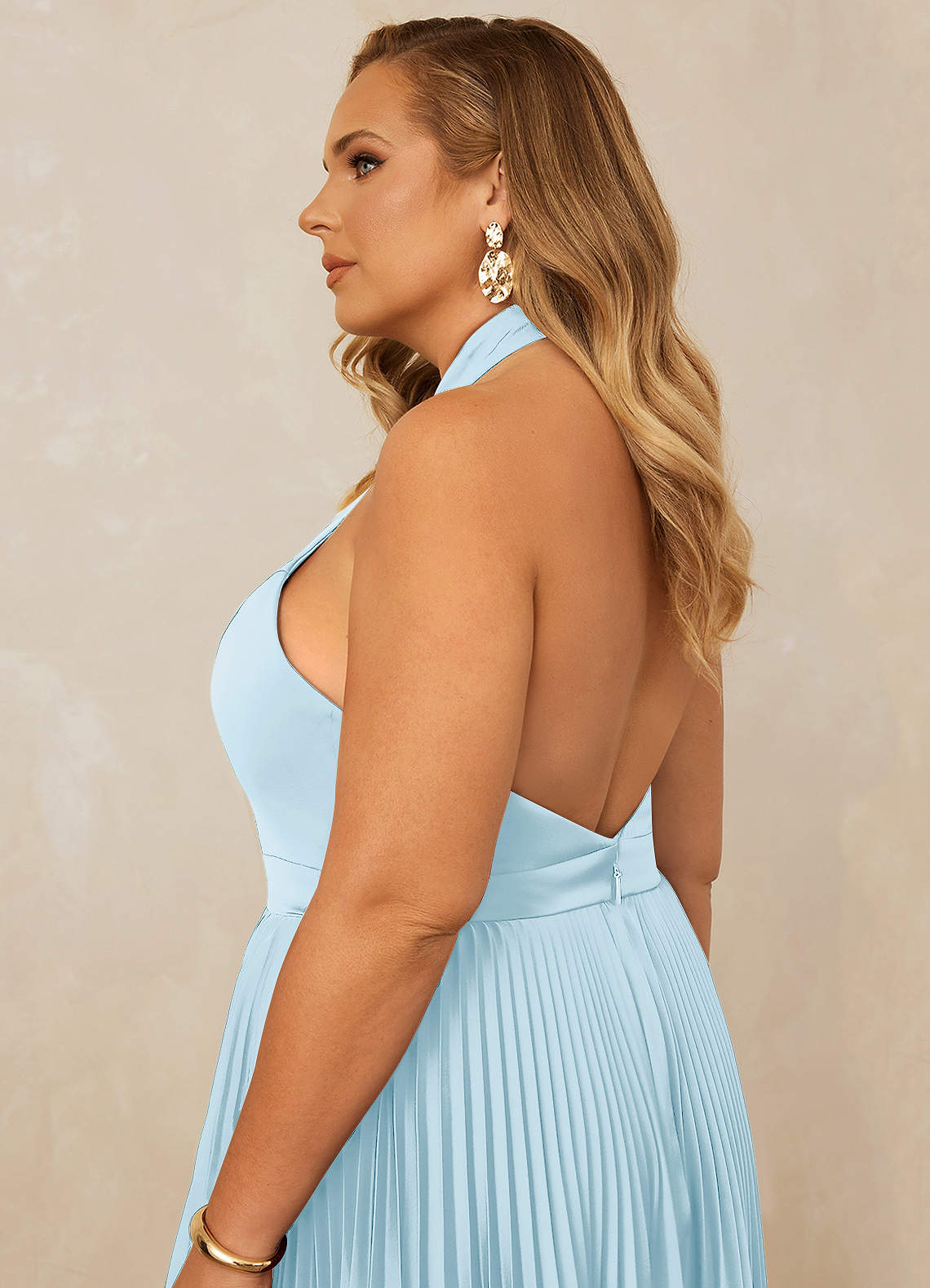 Christian Siriano Bridal for Azazie 1007 Bridesmaid Dresses Pleated Halter Stretch Satin A-line Dress image8