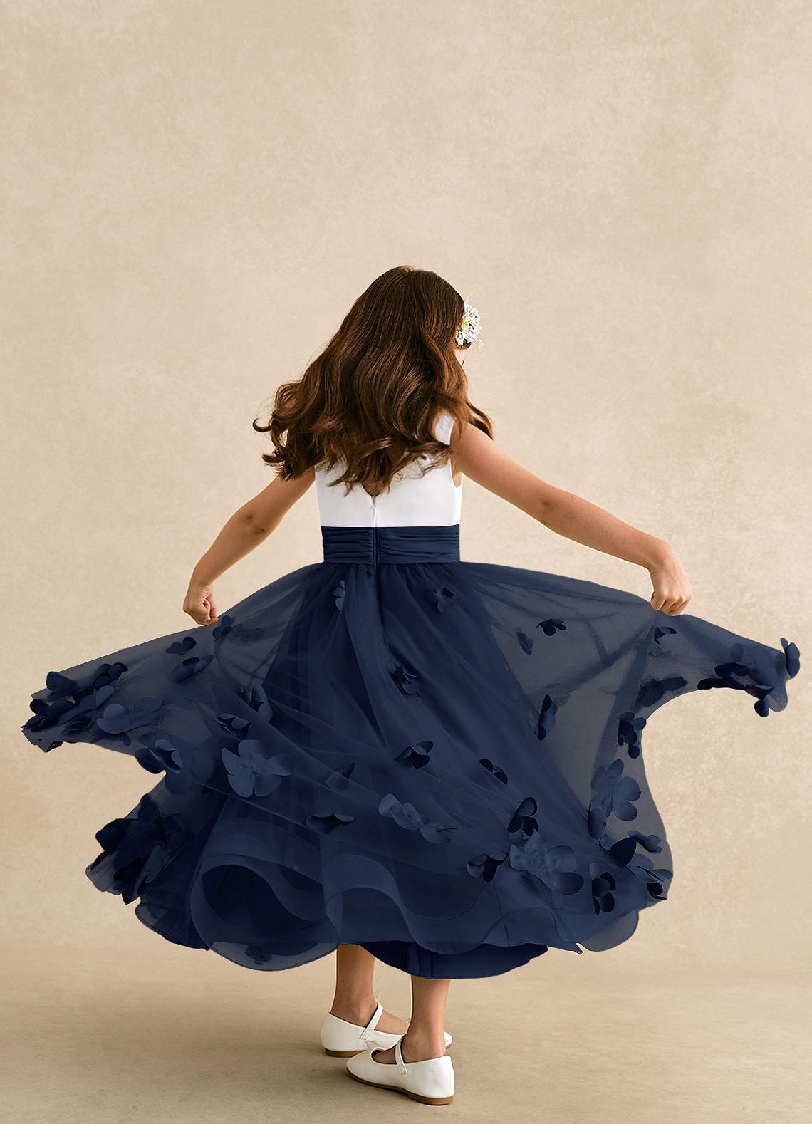 Azazie Vi Dark Navy A-Line Sleeveless Tulle Dress | Azazie