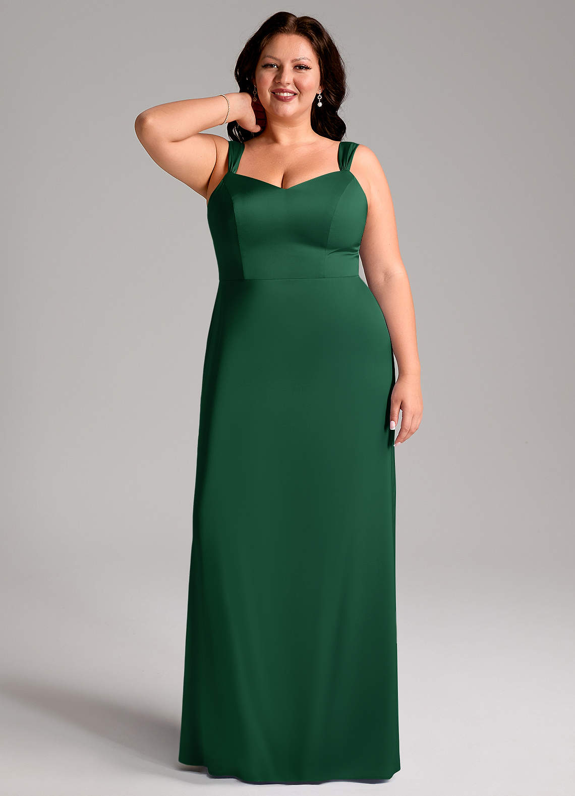 Azazie Denice Bridesmaid Dresses Dark Green Sheath Pleated Stretch Satin Dress image8