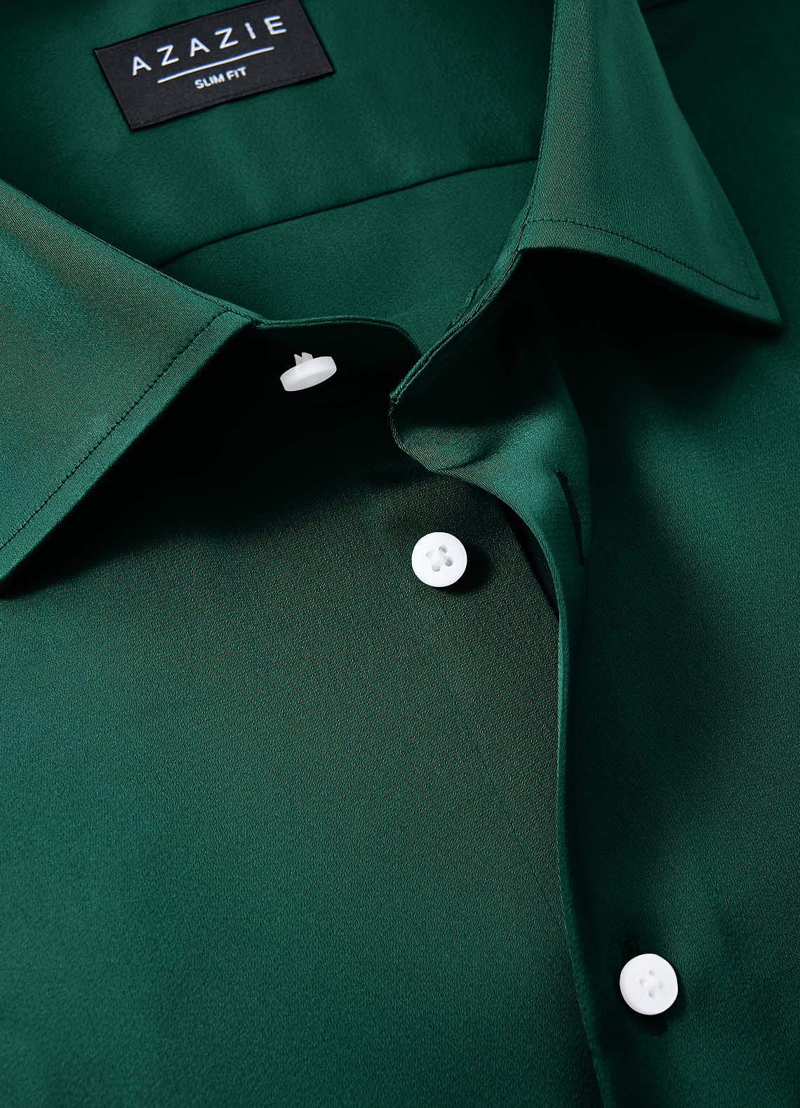 Julian Emerald Stretch Satin Dress Shirt | Sleeve 36/37 Classic Dress Shirts | Azazie Julian Emerald Stretch Satin Dress Shirt | Sleeve 36/37 Classic Dress Shirts | Azazie