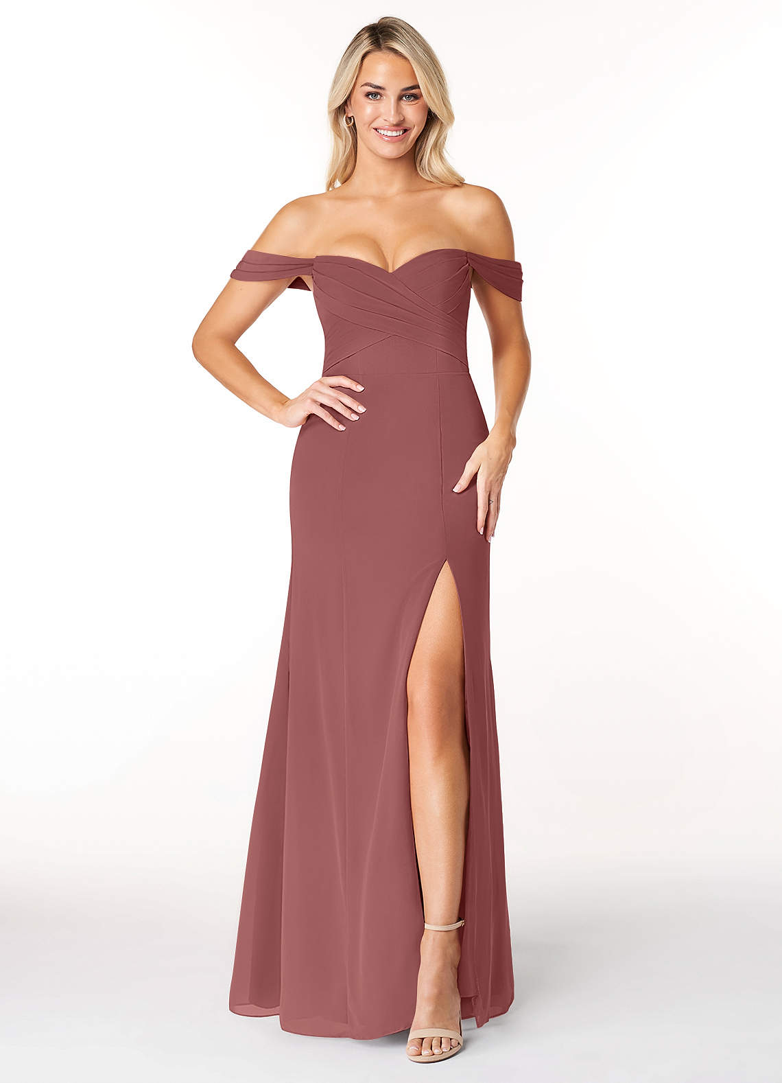 Azazie Joretta Bridesmaid Dresses Amethyst A-Line Sweetheart Neckline Chiffon Convertible Dress image1