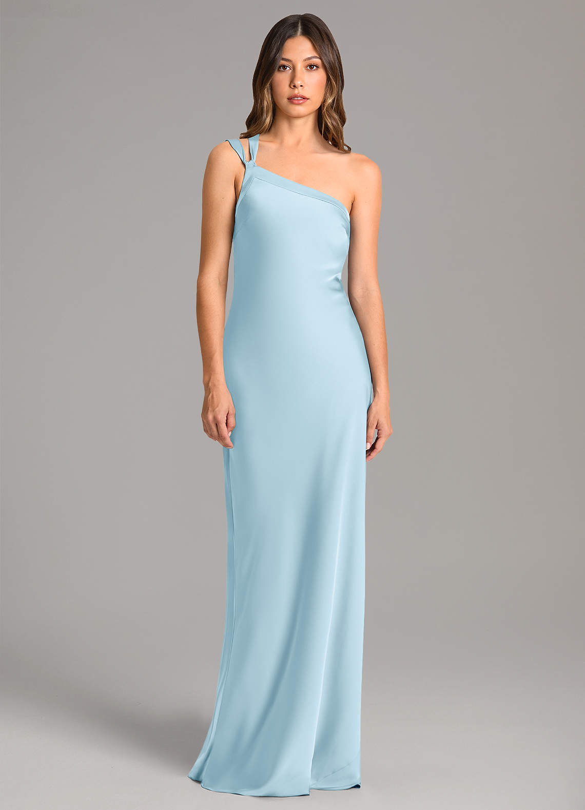Azazie Monroe Brudtärnklänningar Klänning av Sjöjungfru i Stretch Satin One-shoulder Himmelsblå image3