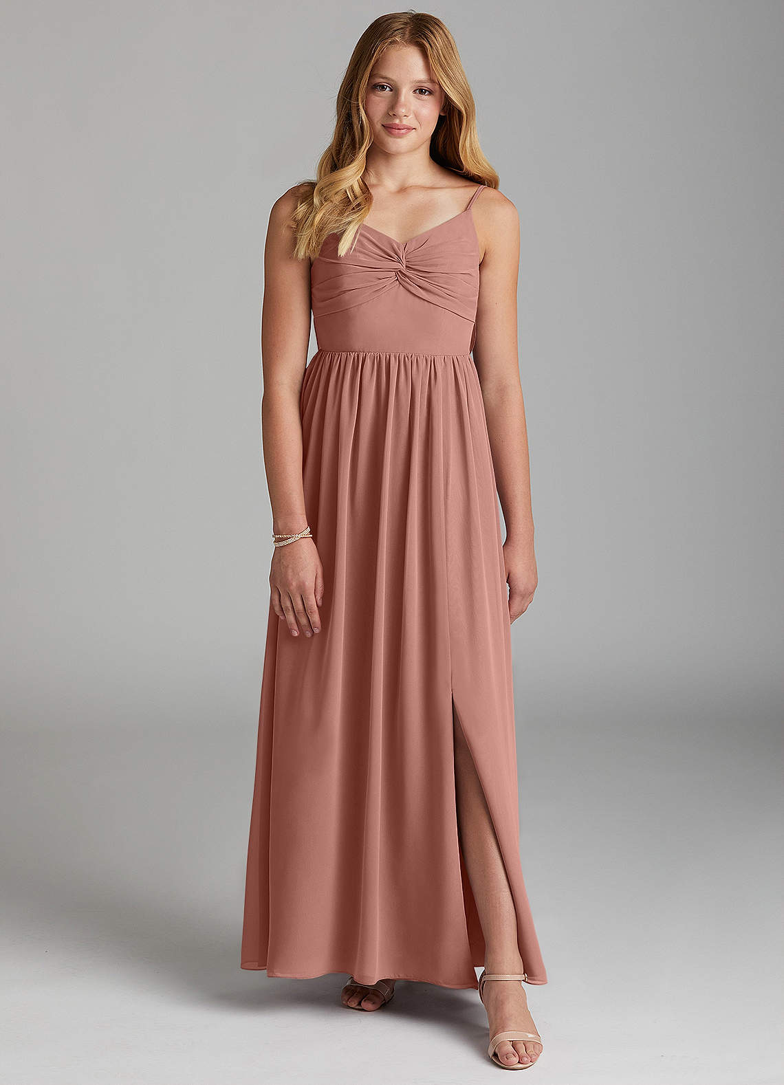 Azazie Zeya Junior Cedar Rose A-Line Chiffon Dress image1