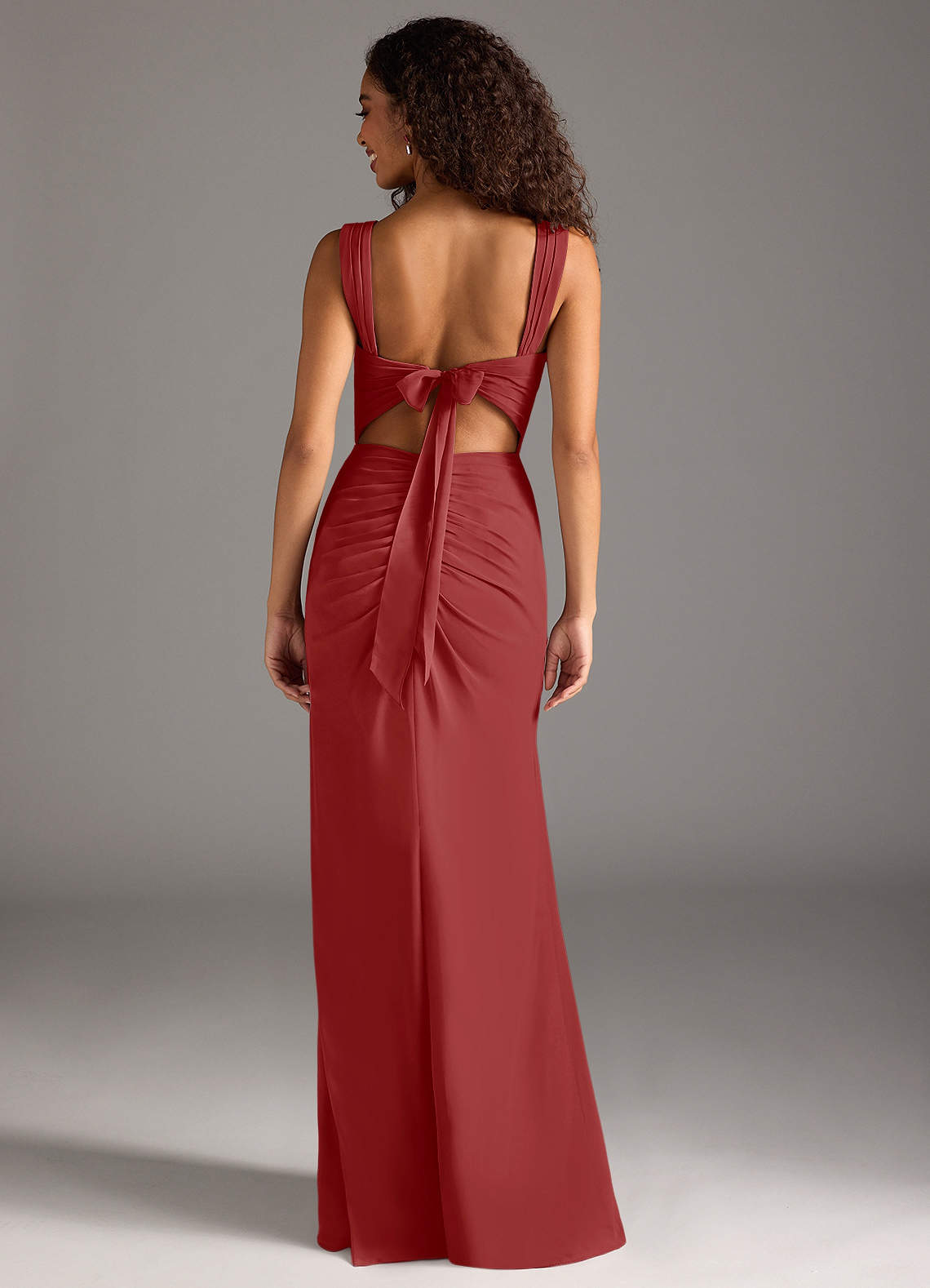 Tea-Length Chiffon Lace Dress Rust