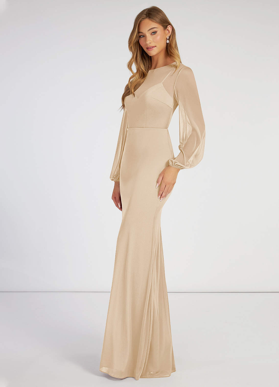 mesh top bridesmaid dress One-Shoulder Mesh Bridesmaid Dress with Full Skirt