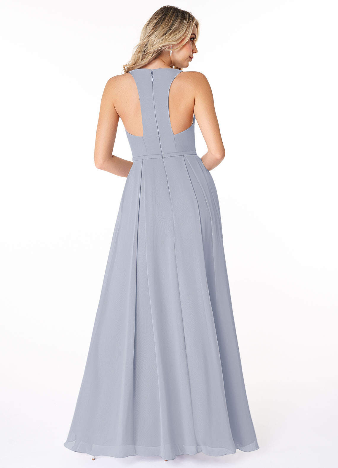 Azazie Mimi Bridesmaid Dresses A-Line V-Neck Chiffon Floor-Length Dress image1