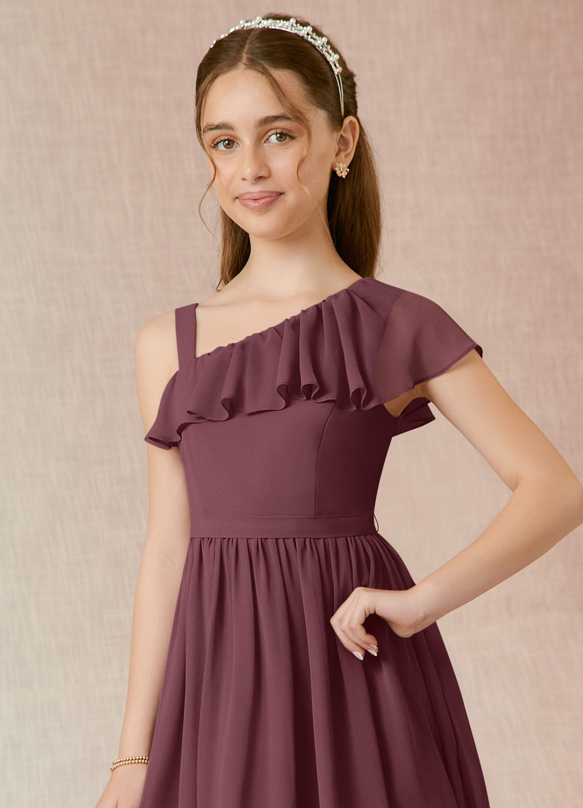 open lace back dress One Shoulder Mango Dress-Purple 6Y