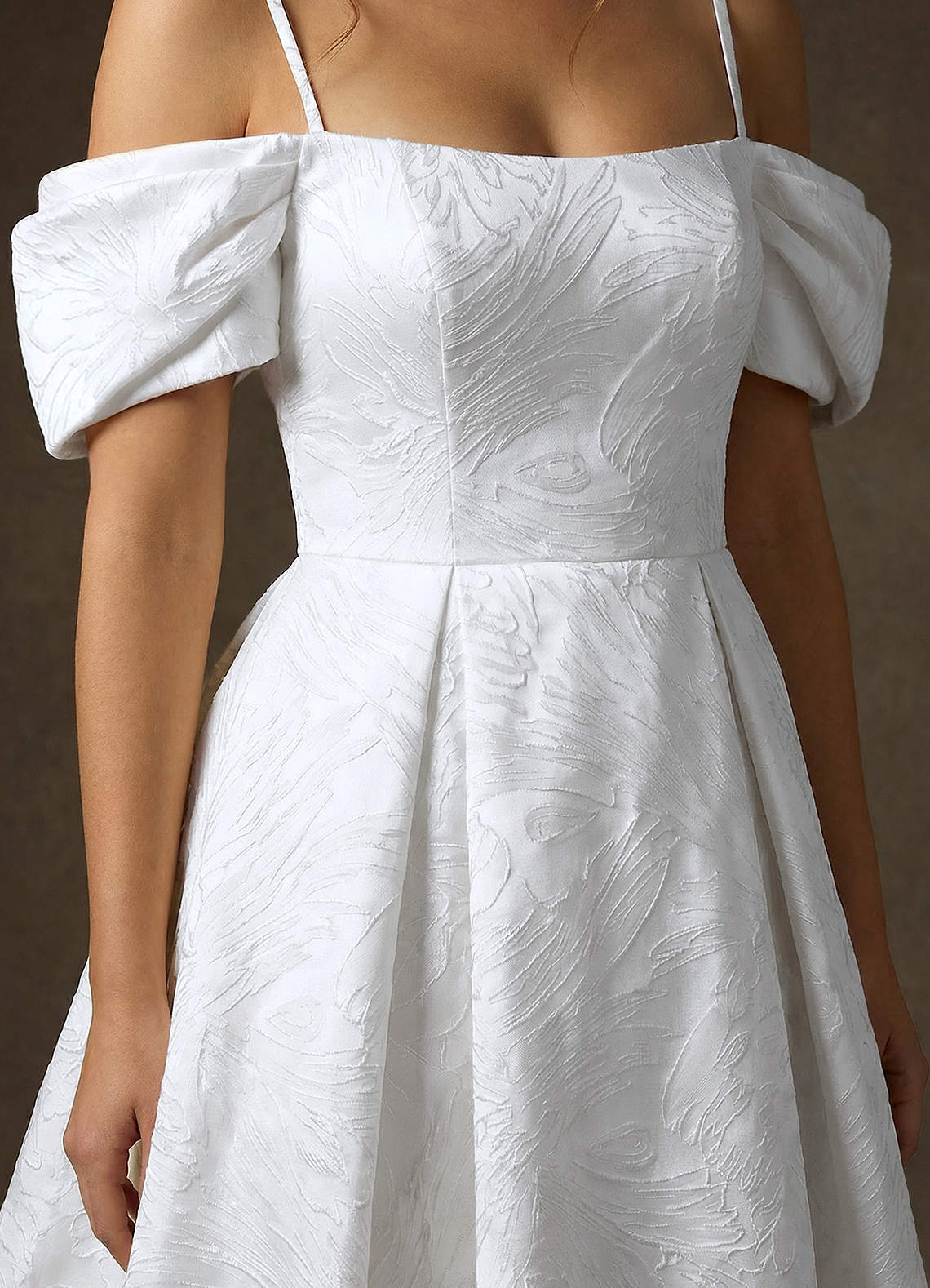 Azazie Efina Wedding Dresses Diamond White Ball-Gown Floral Jacquard Dress image4