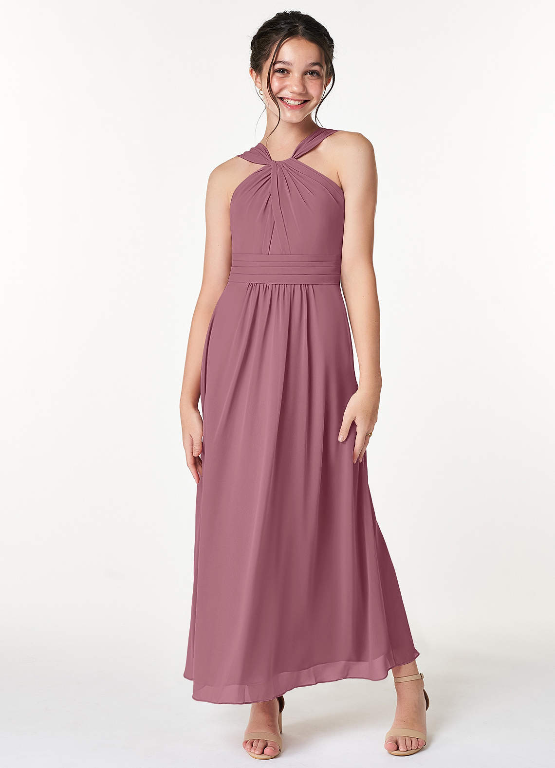 Retro Pleated Ankle Dress in Chiffon