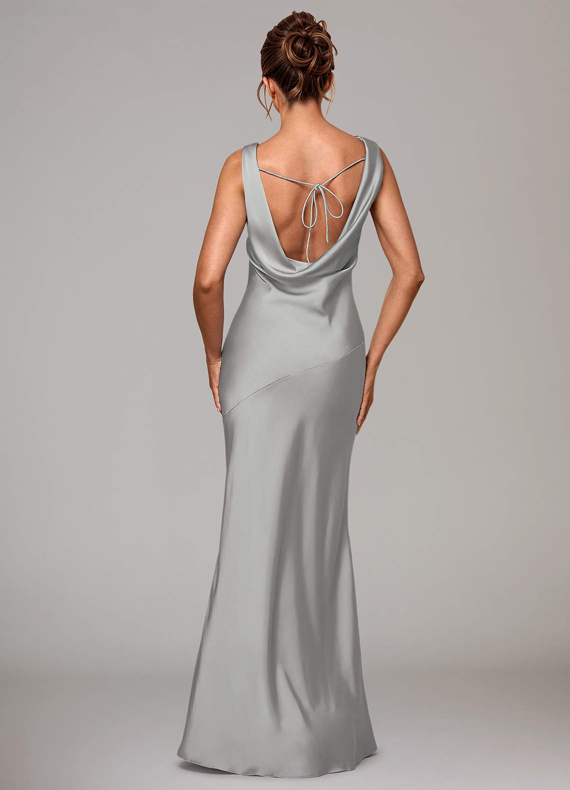 Azazie Rylina Brudtärnklänningar Klä av Sjöjungfru i Stretch Satin Silver image5