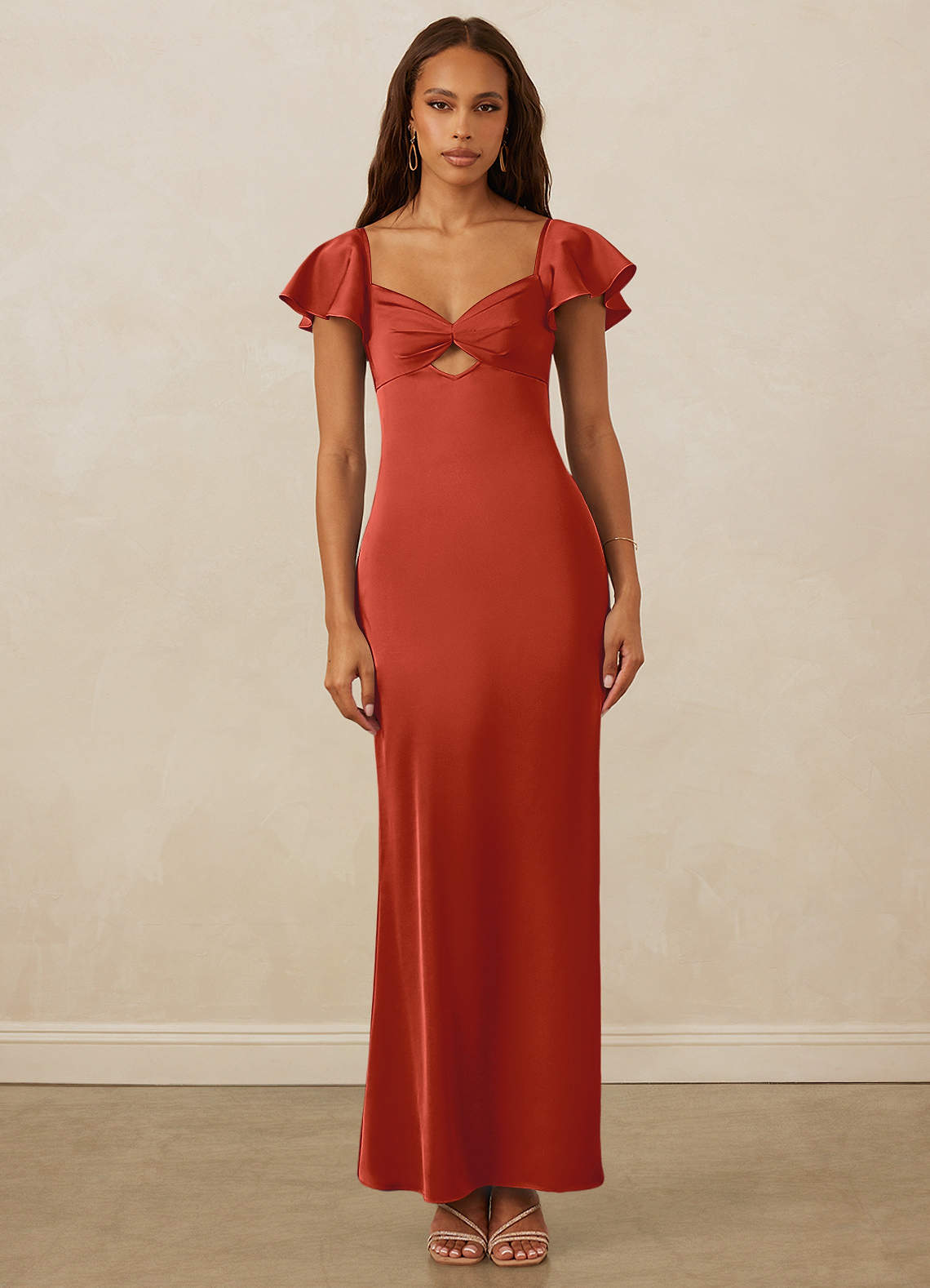 Christian Siriano Bridal for Azazie 1005 Bridesmaid Dresses Rust Sheath Sweetheart Neckline Stretch Satin Dress image1
