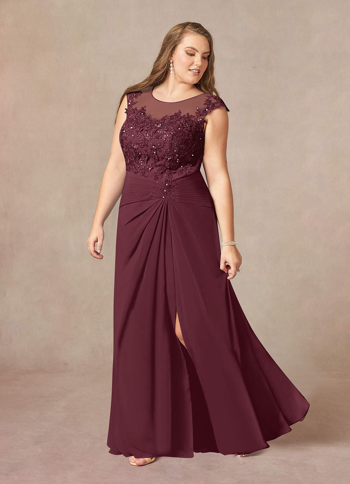 Azazie Libby Mother of the Bride Dresses Cabernet A-Line Scoop Sequins Chiffon Dress image8