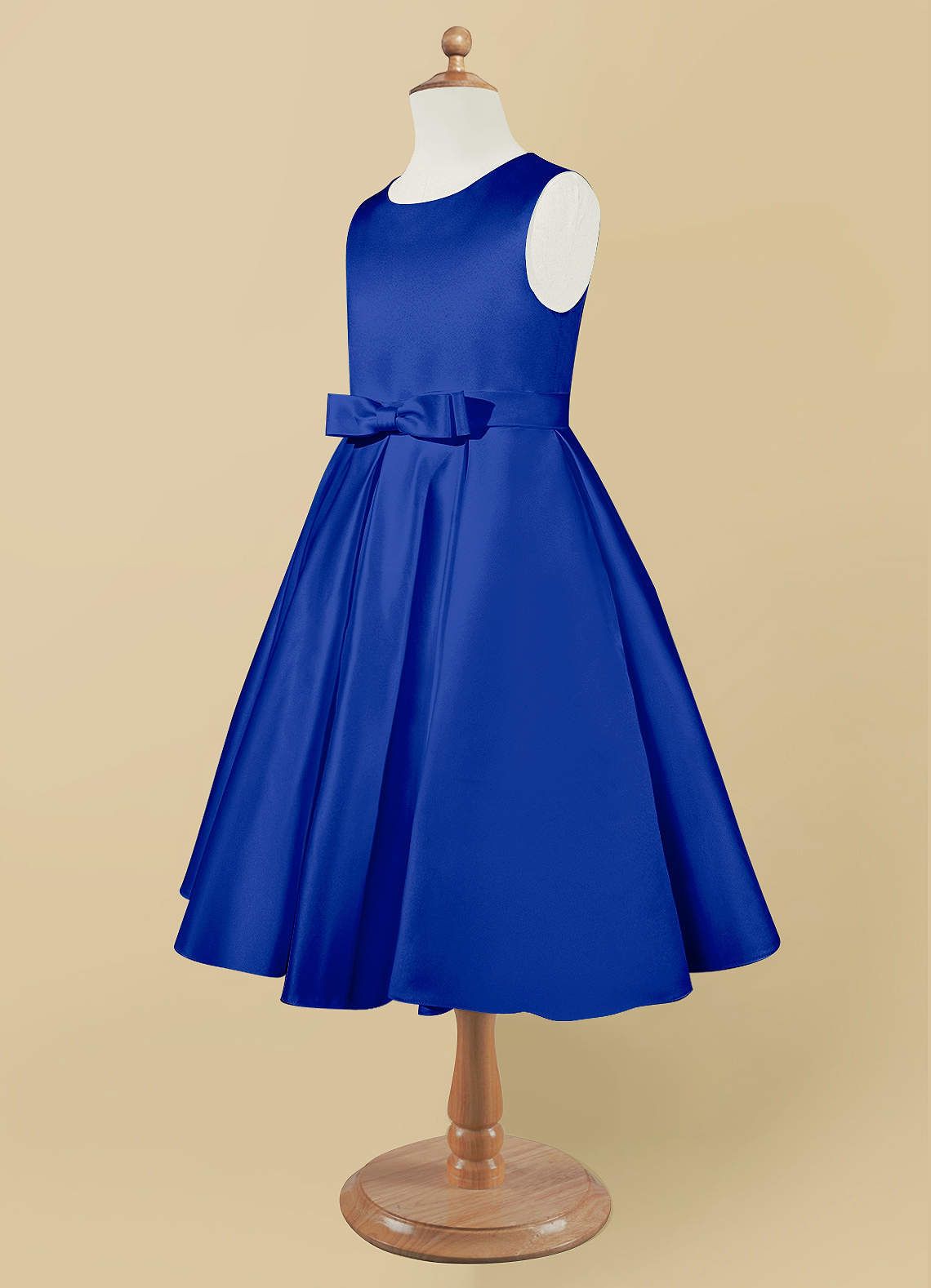 Azazie Coco Royal Blue A-Line Bow Matte Satin Dress | Azazie