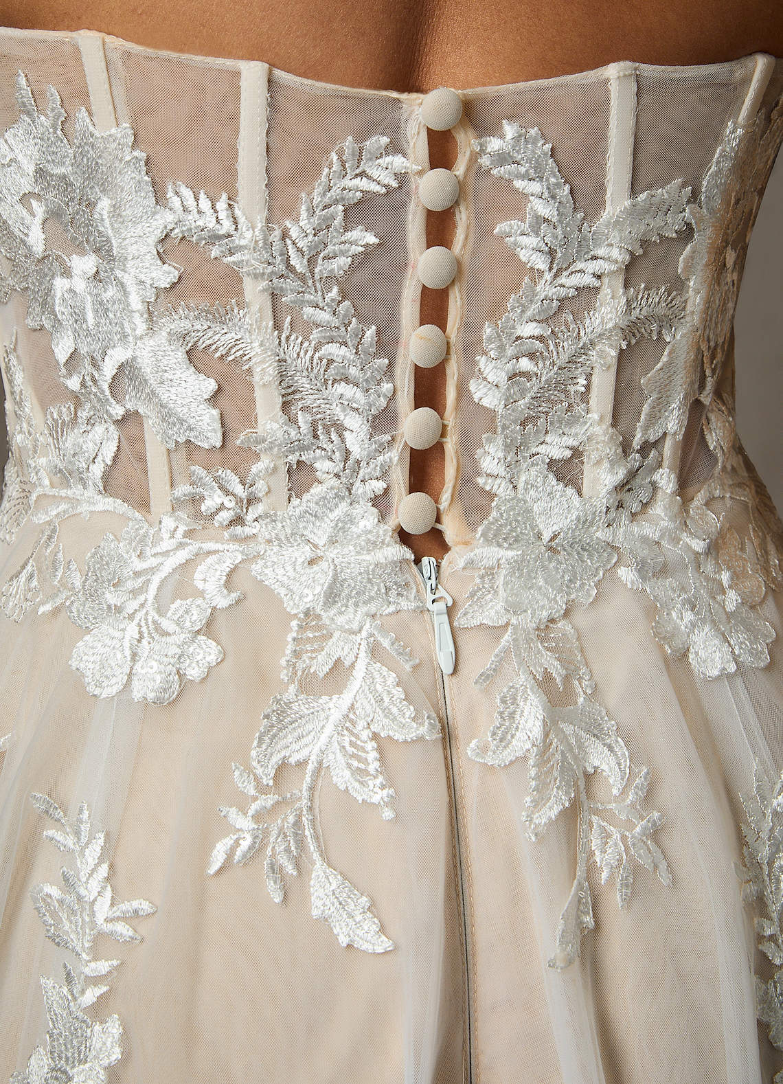 Azazie Aurorie Wedding Dresses Diamond White Nude A-Line Sequins Tulle Dress image8