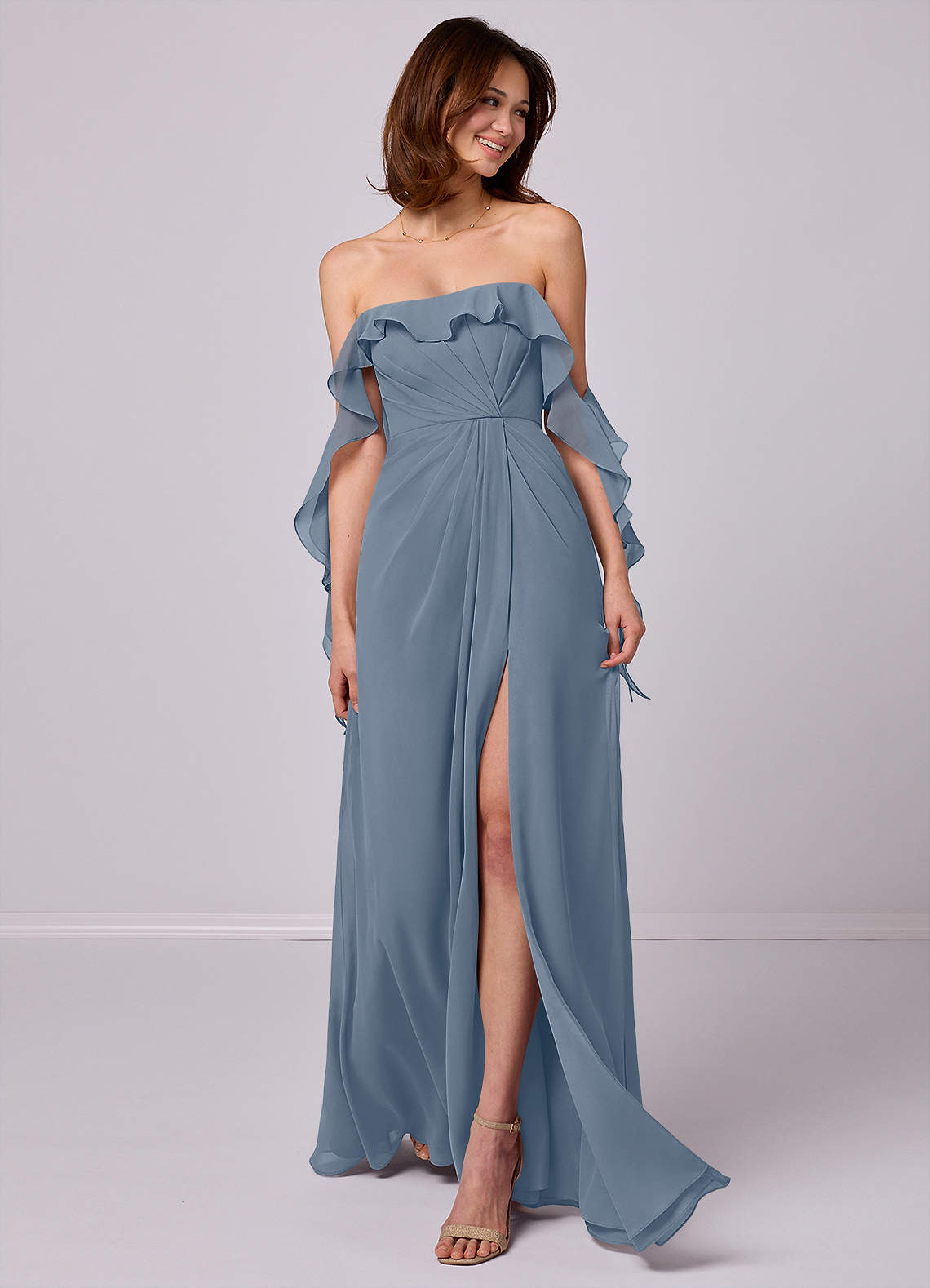 Barbie ♥ Azazie Bridesmaid Dresses Twilight A-Line Off the Shoulder Chiffon Convertible Dress image1