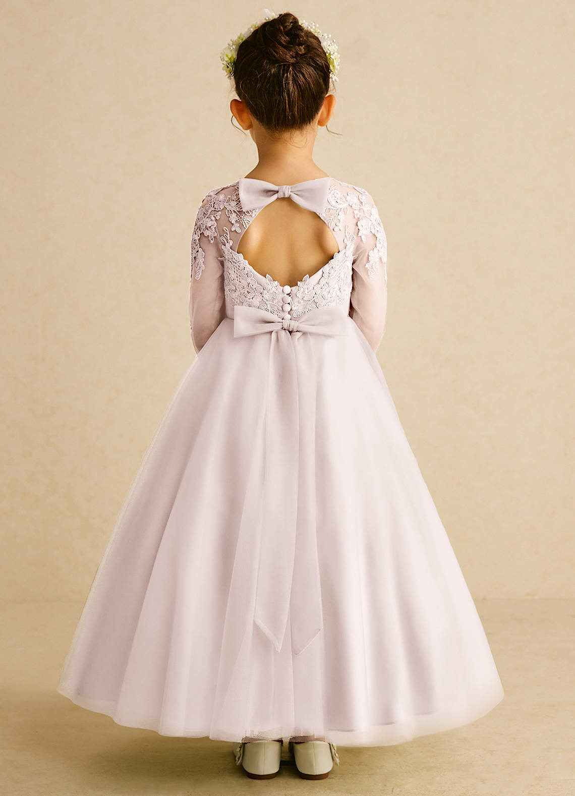 Azazie Precious Flower Girl Dresses Rose Petal A-Line Lace Tulle Dress image1