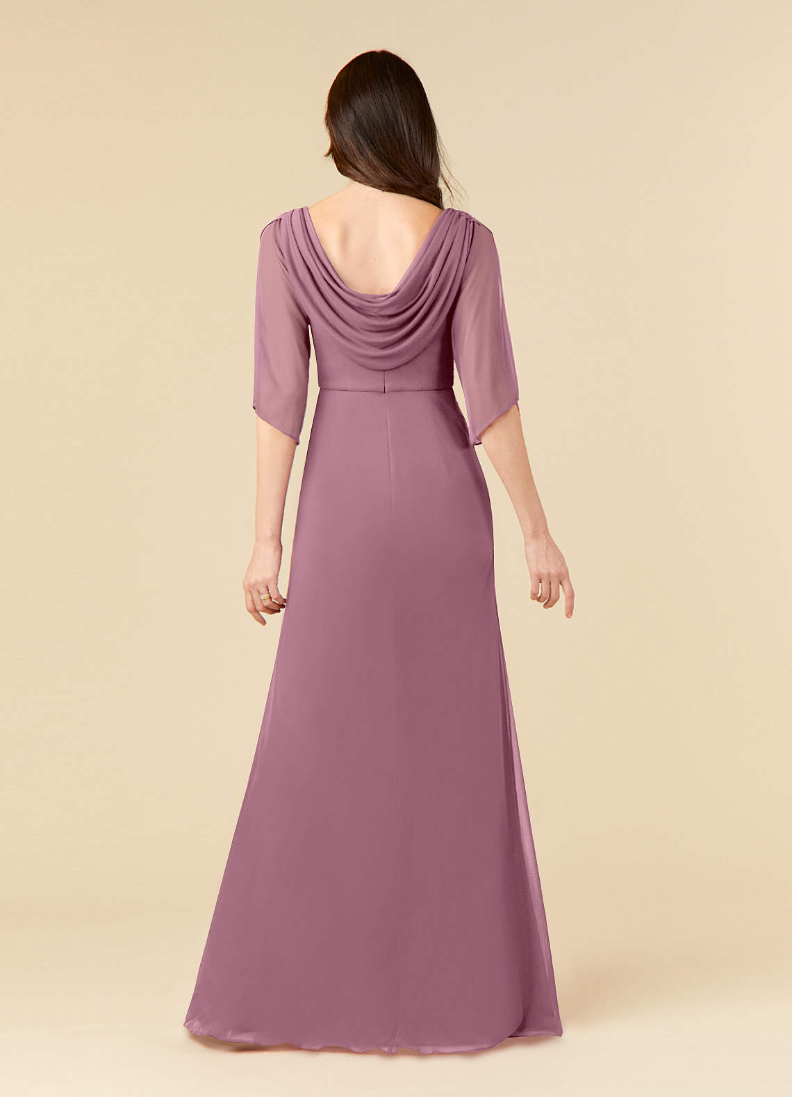 Mauve Satin Sheath Split Dress With Feathers main image 1