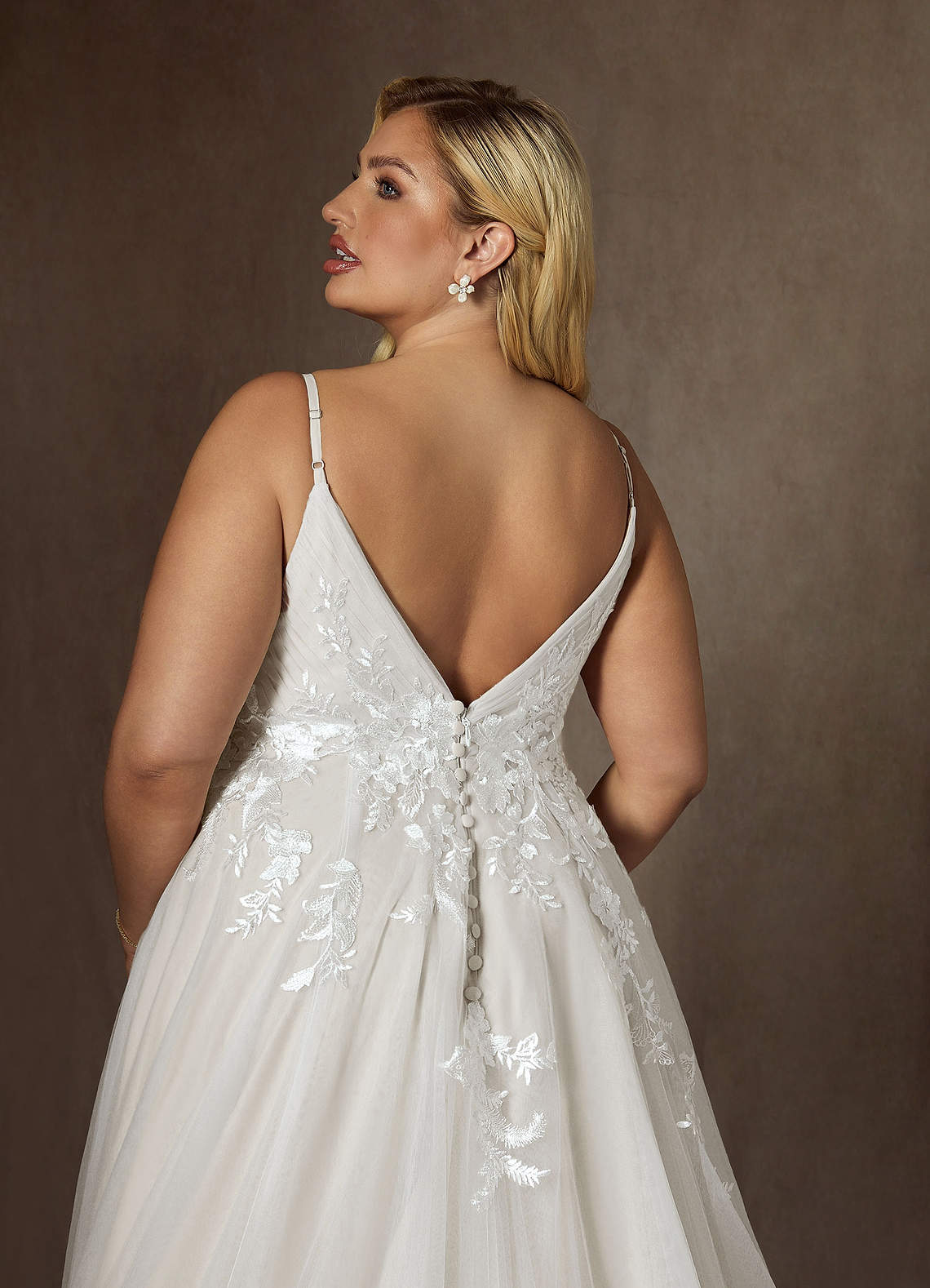 Azazie Rhodes Diamond White A-Line V-Neck Sequins Tulle Dress | Azazie