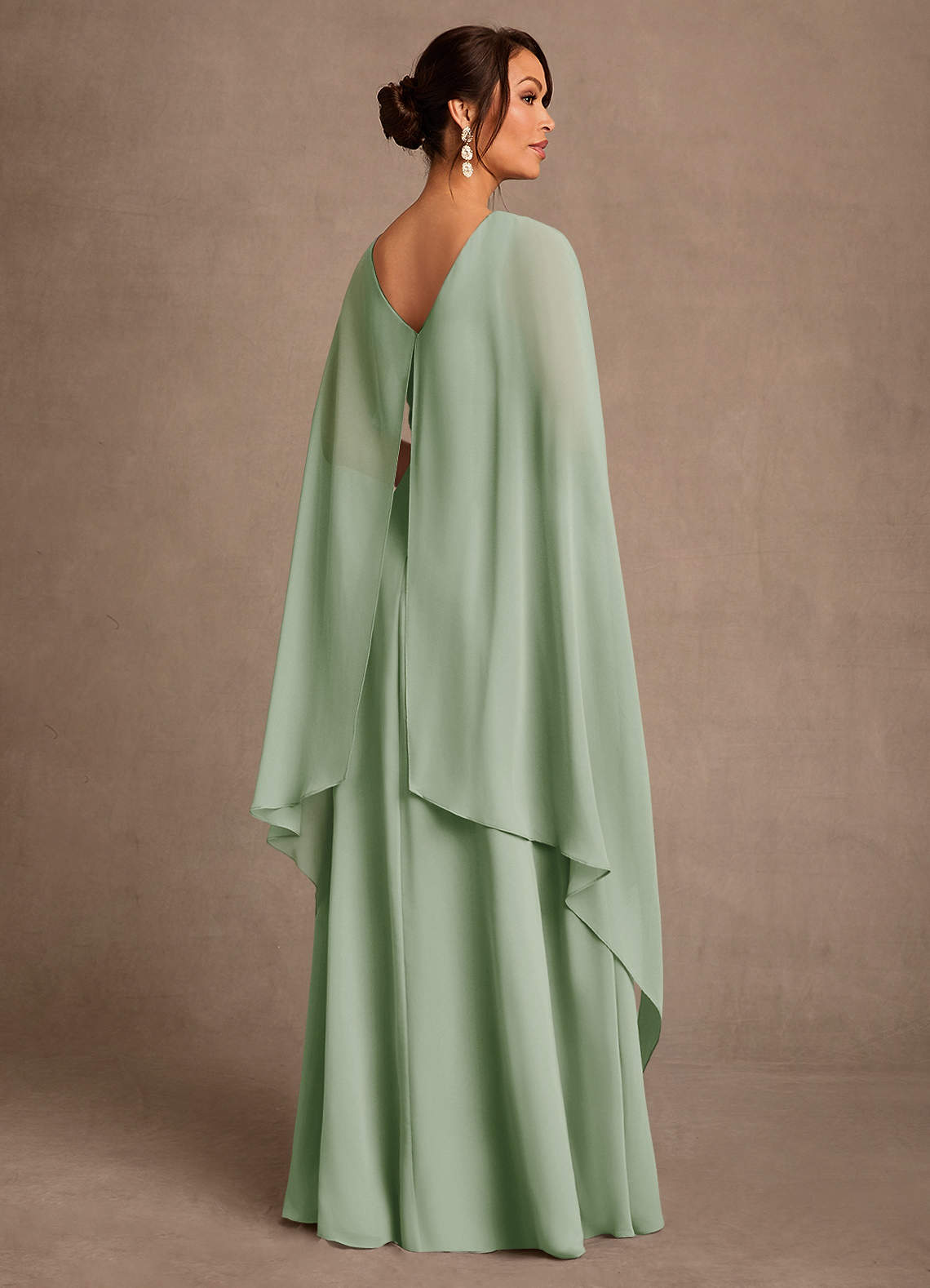 Azazie Liddie Mother of the Bride Dresses Dusty Sage A-Line Pleated Chiffon Dress image2