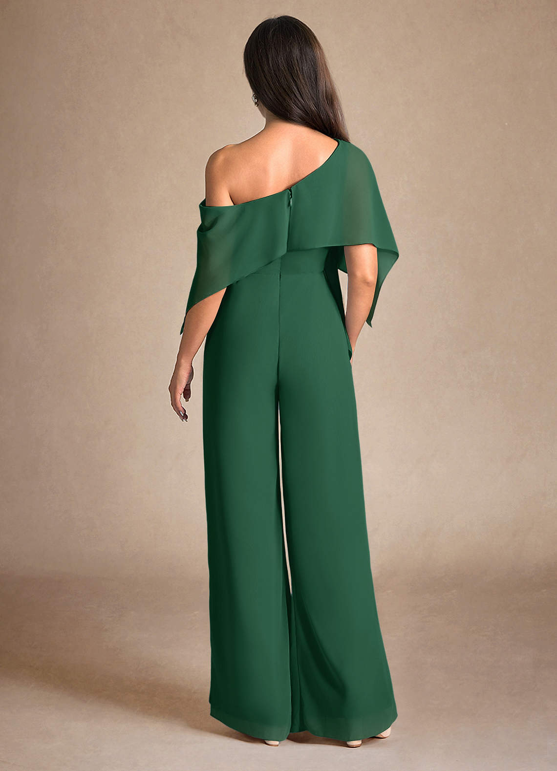 Azazie Halima vestidos de madre de la novia Vestido de Verde Oscuro de Gasa de Mono/Traje de pantalón con Corte Lateral image2
