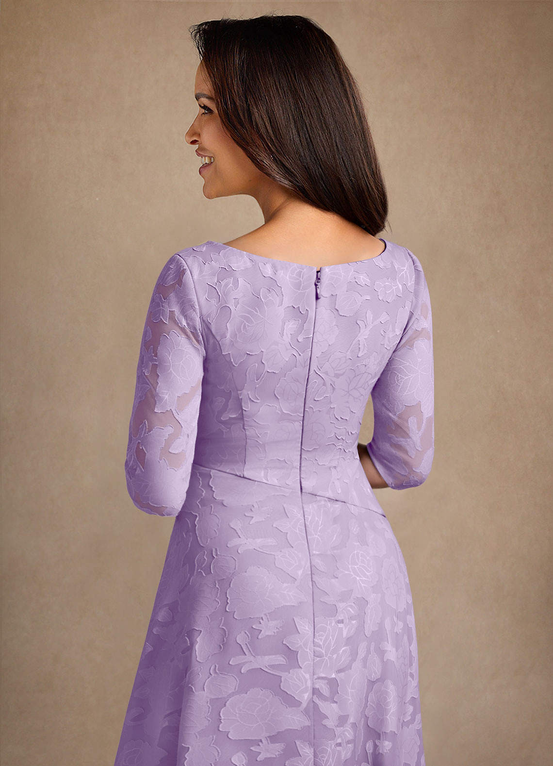 Azazie Durant Mother of the Bride Dresses Lilac A-Line Pleated Floral Burnout Dress image4