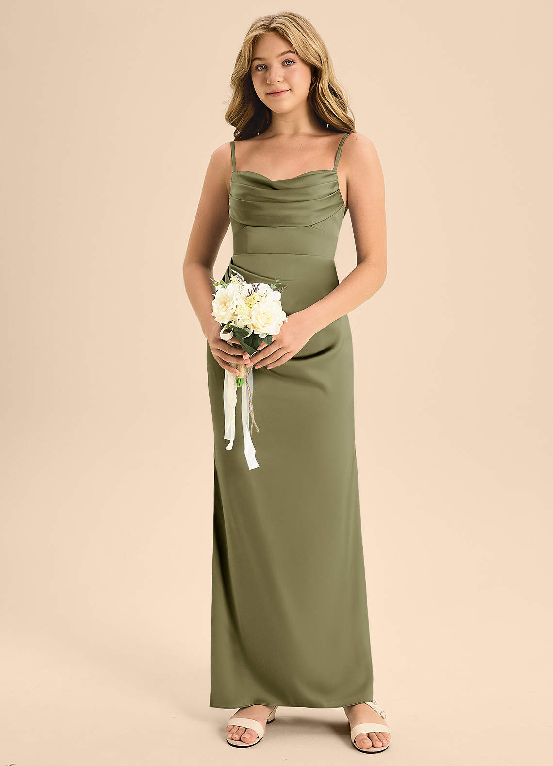 Azazie Mai Junior Pistachio A-Line Sweetheart Neckline Stretch Satin Dress image3