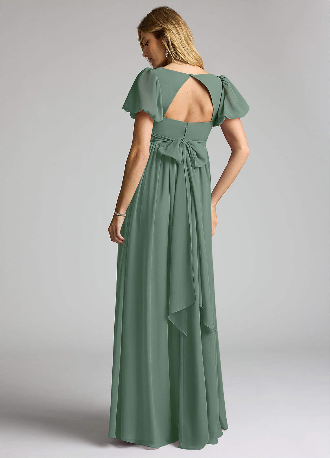 Azazie Madisynn Vestidos de dama de honra para maternidade Vestir Arco Comprimento do chão Chiffon image1
