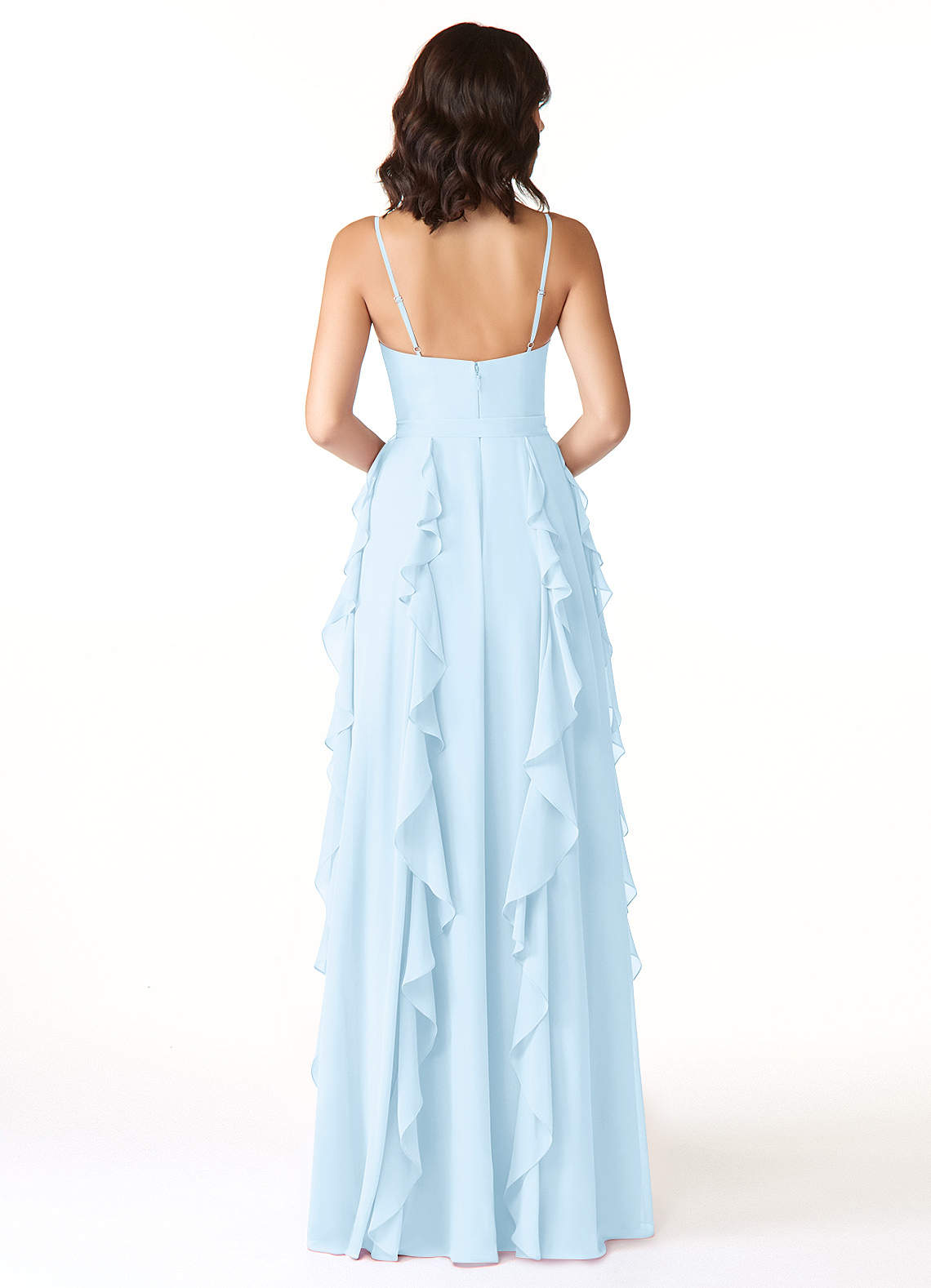 Azazie Peyton Bridesmaid Dresses Sky Blue A-Line Ruched Chiffon Dress image1