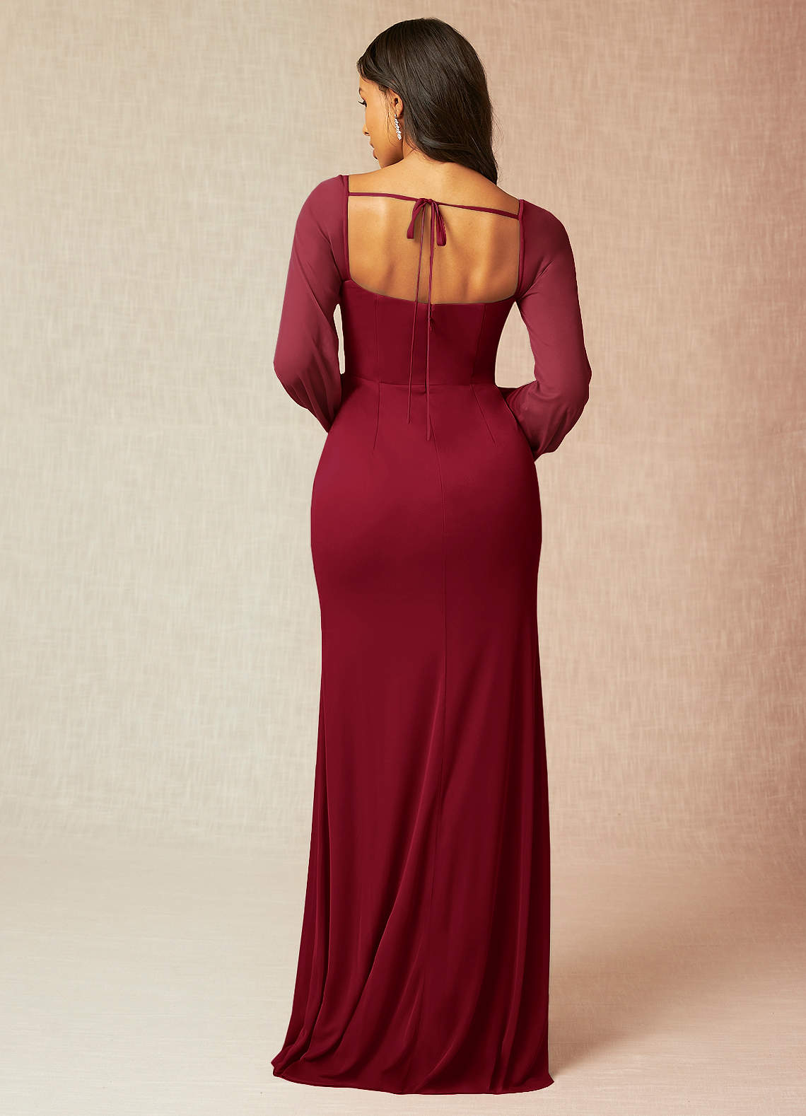 Charissa Merlot Long Sleeves Maxi Dress | Azazie