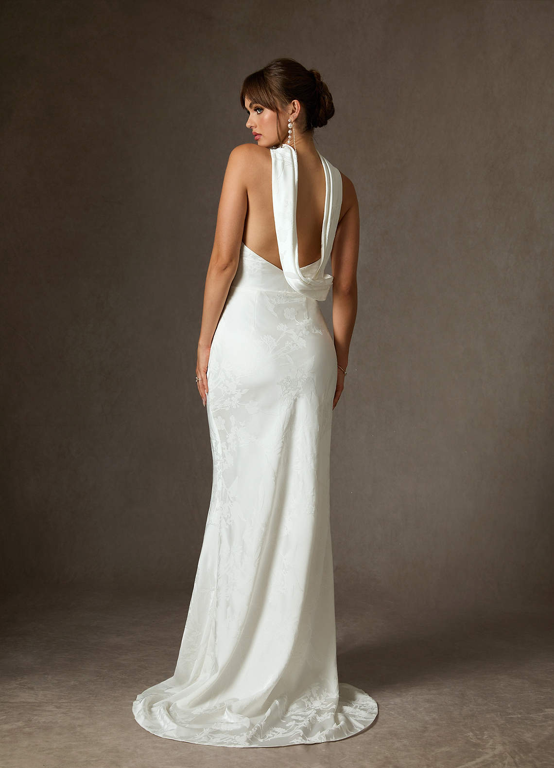 Azazie Keala Wedding Dresses Diamond White Sheath Strapless Floral Jacquard Dress image1