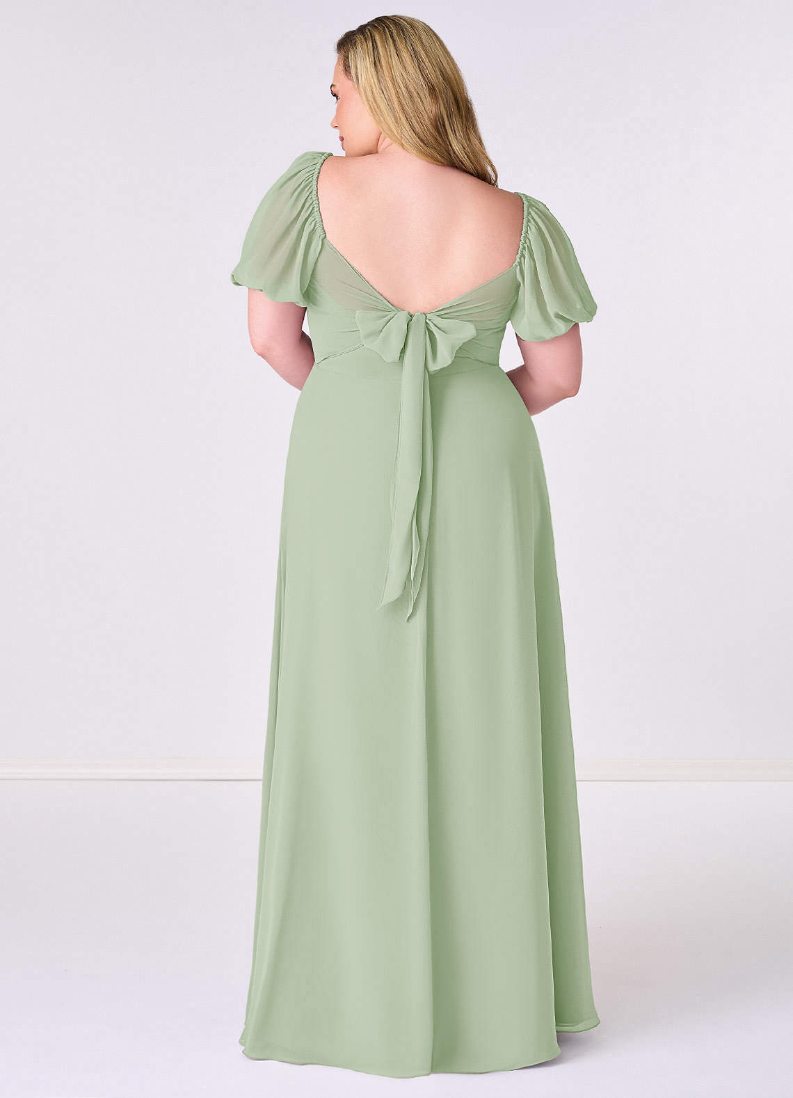 Barbie ♥ Azazie Bridesmaid Dresses Chiffon A-line Dress with Puff Sleeves image7