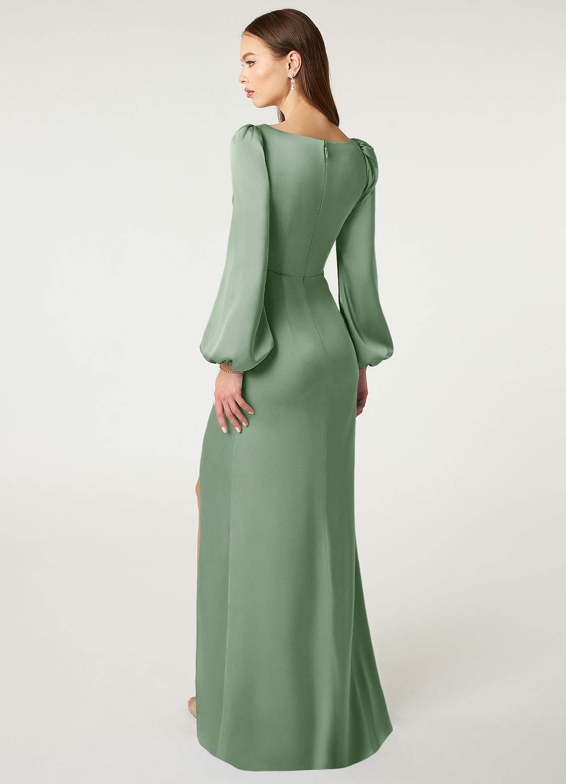 Azazie Mel Ready to Ship Matcha Stretch Satin Bridesmaid Dresses