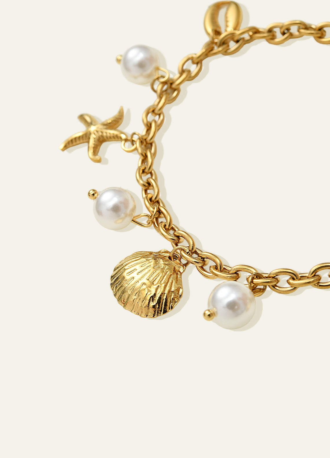 front Shell Starfish Pearl Charm Bracelet