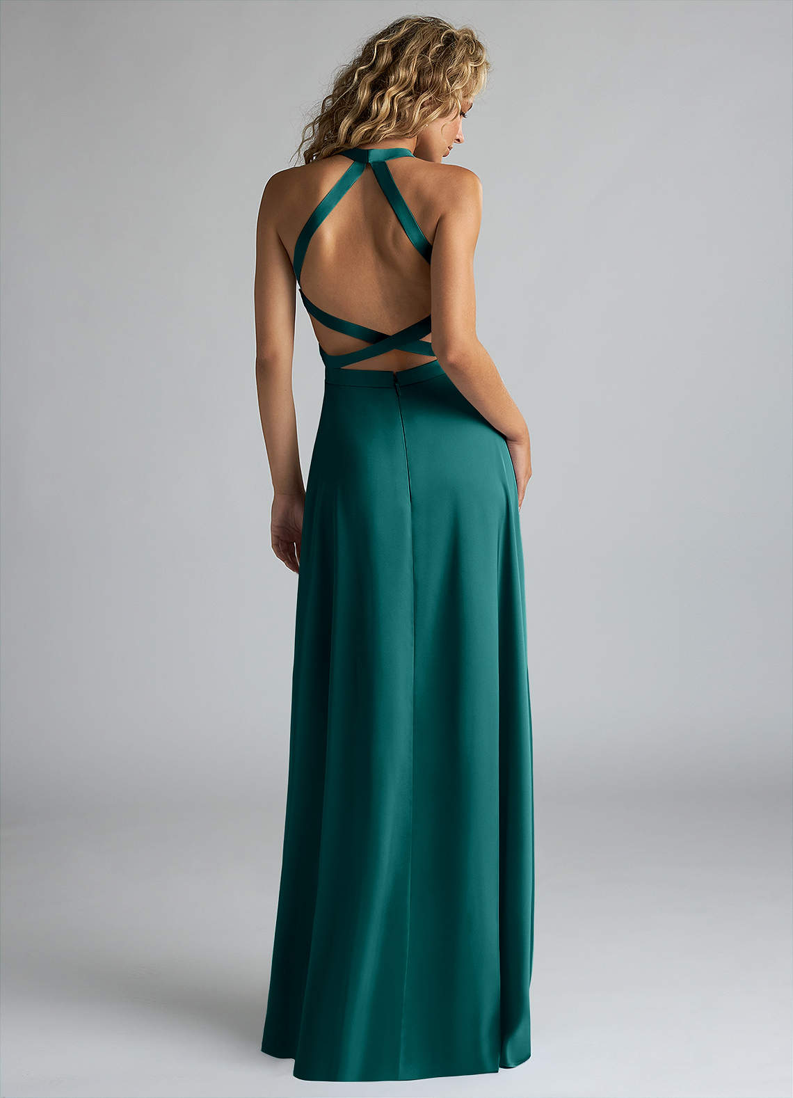 strapless open back dress A-Line Low V-Neck Open Back High-Low Sleek Satin Mother of the Bride D –  Laxag main image 1