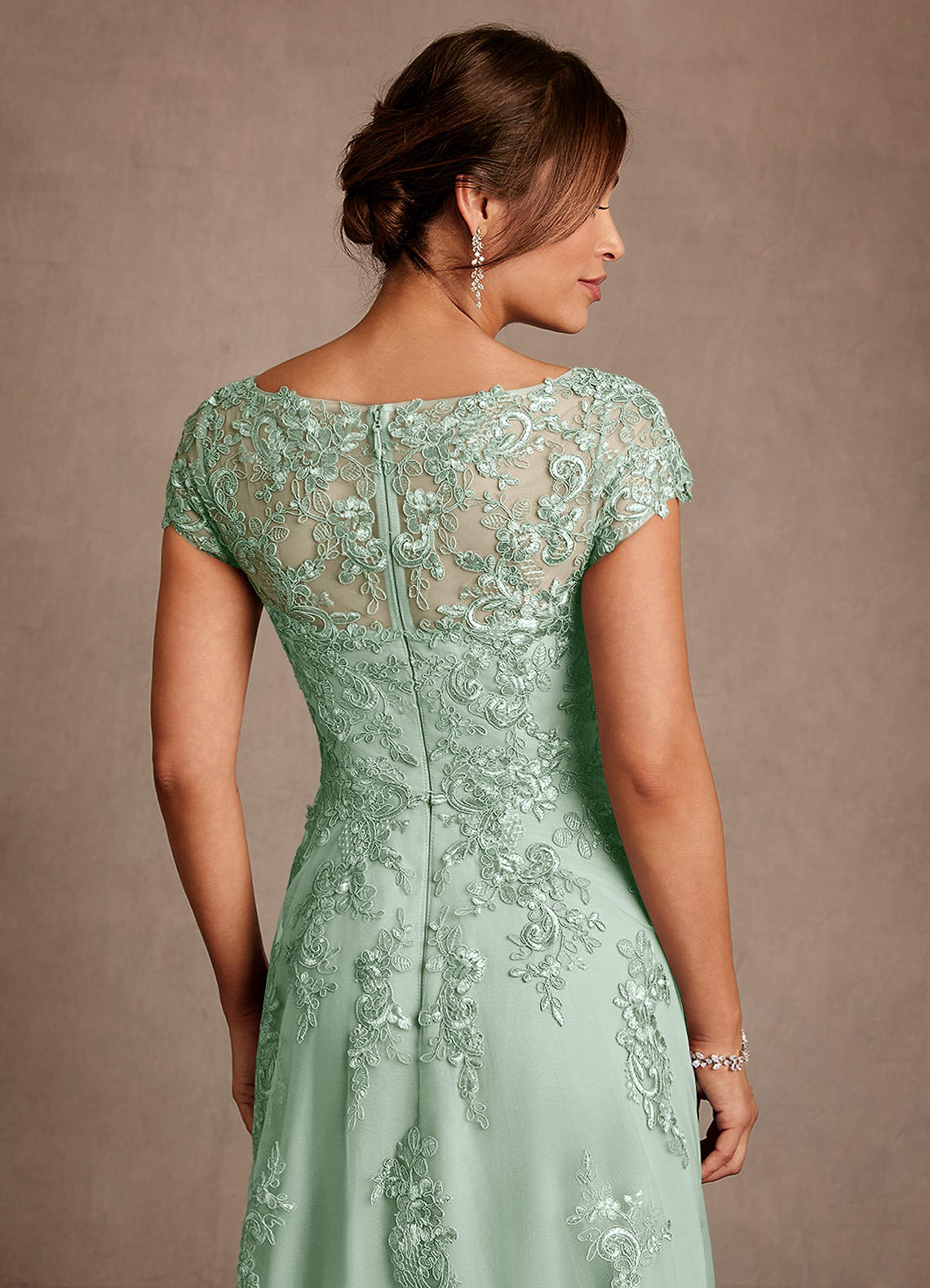 Azazie Jolanda Mother of the Bride Dresses Agave A-Line Lace Dress image5