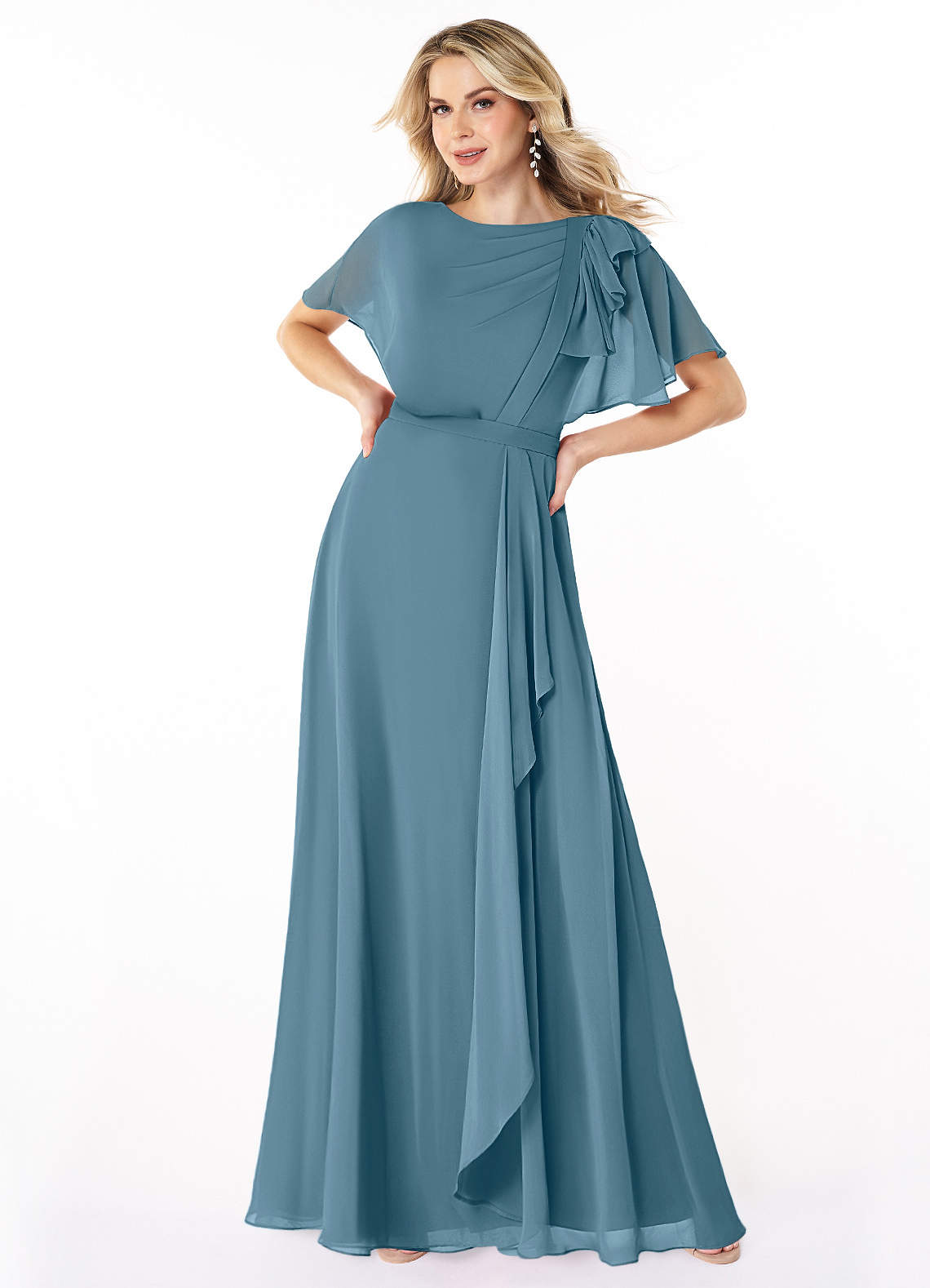 chiffon bridesmaid dress with cascading skirt Cascade Skirt Red Chiffon Long Strapless Bridesmaid Dress