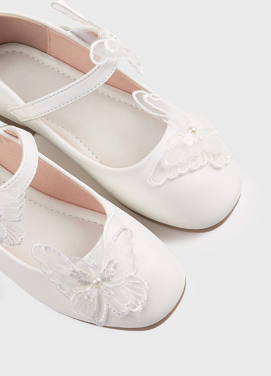 front Butterfly And Pearl Girl's Flat Shoes