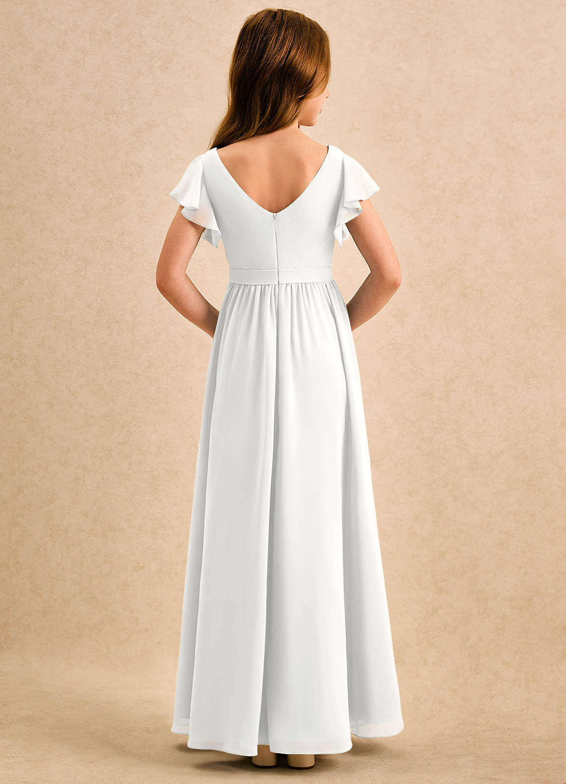 Azazie Milly Girls Formal Flower Girl Klänningar Klä A-Line i Chiffong Plisserad image1