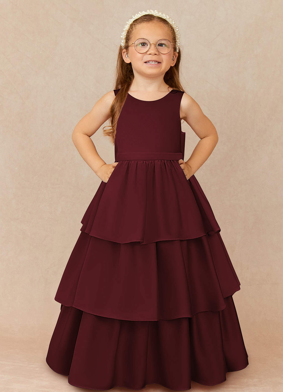 Azazie Margie Cabernet A Line Bow Stretch Satin Dress Azazie UK