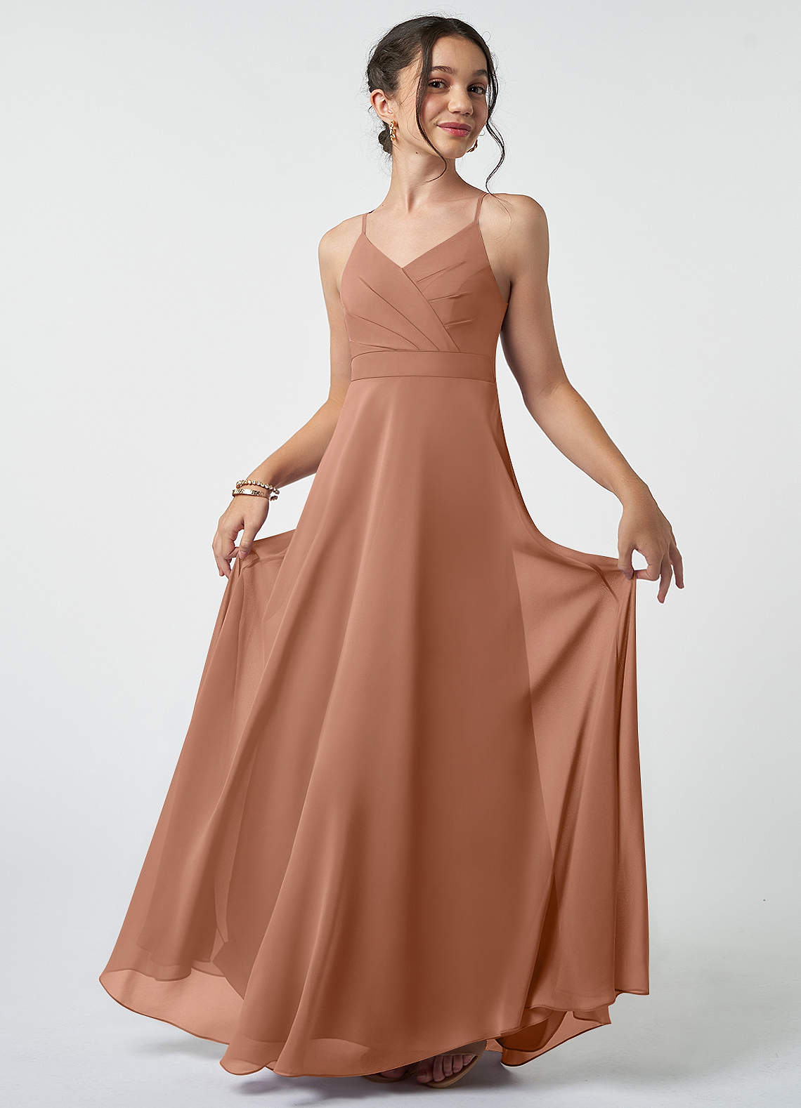 Azazie Avelina Junior Bridesmaid Dress in Bronzer | Azazie