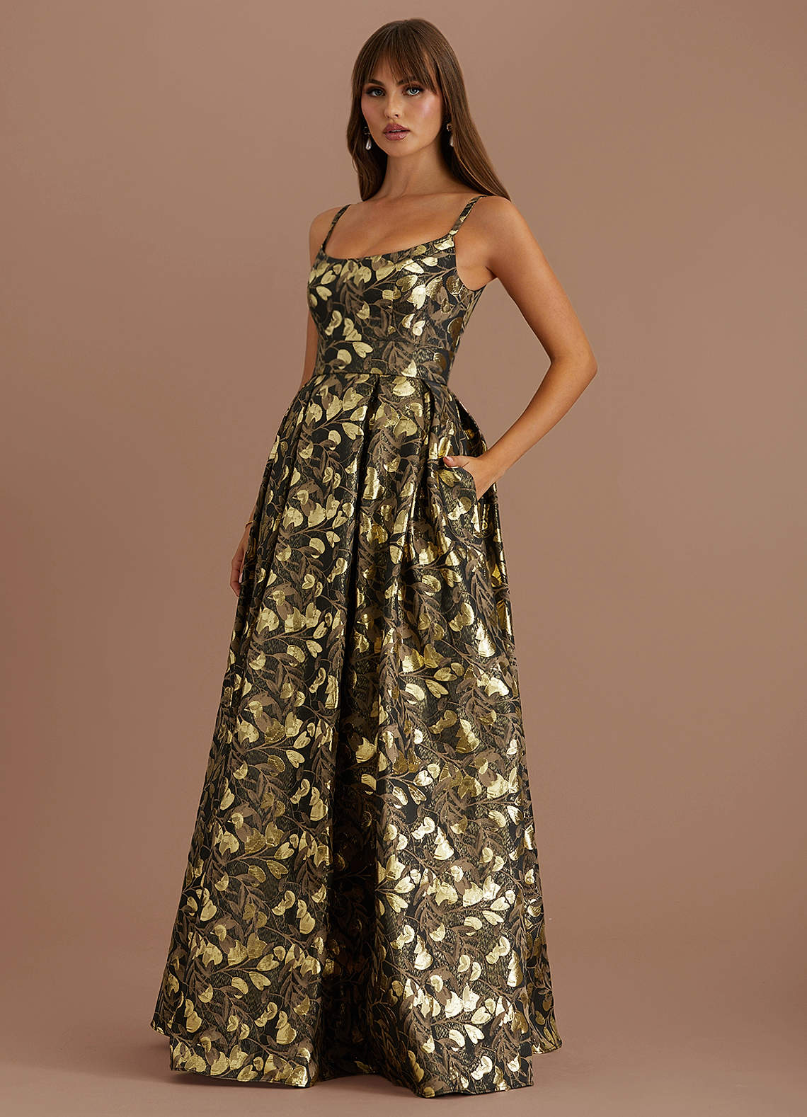 Gigi Gold Leaf Maxi Dress