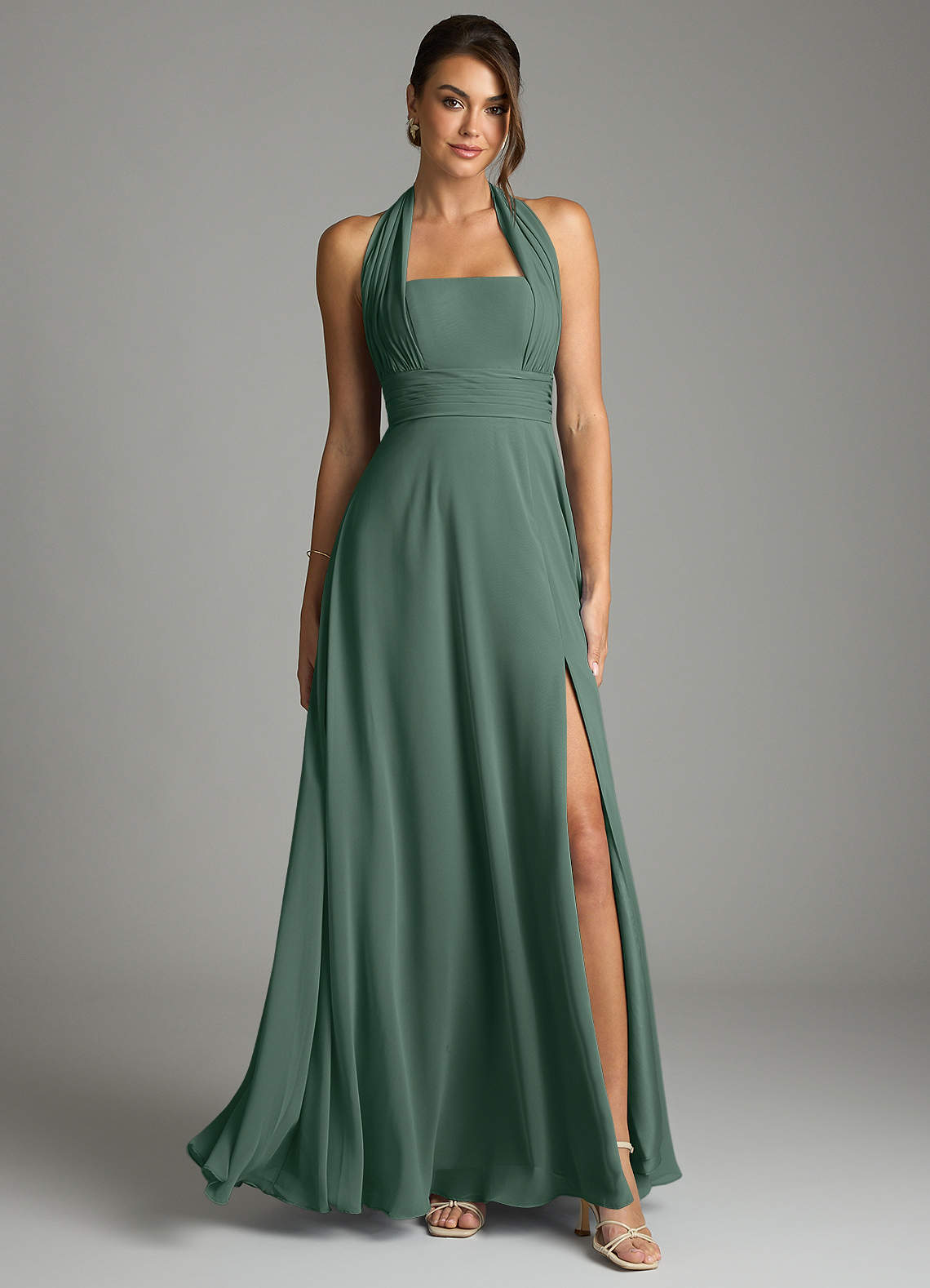 Azazie Tamira Sea Moss Chiffon Bridesmaid Dresses | Azazie