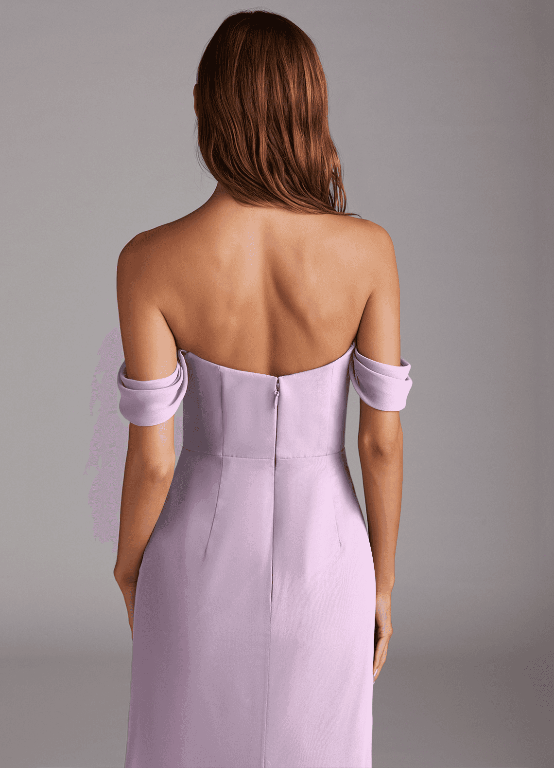 Azazie Saige Bridesmaid Dresses Frosted Lilac A-Line Off the Shoulder Chiffon Convertible Dress image5